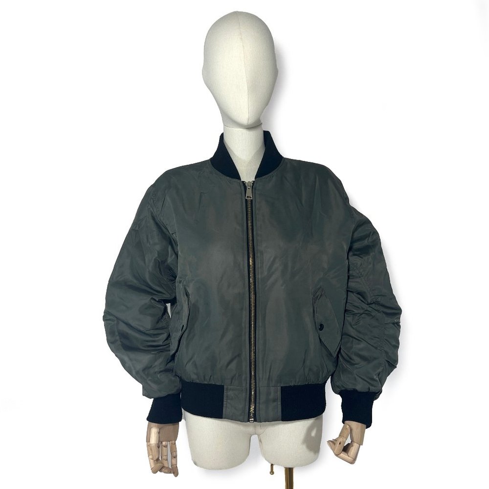 TOP SHOP green oversized bomber jacket sz 2